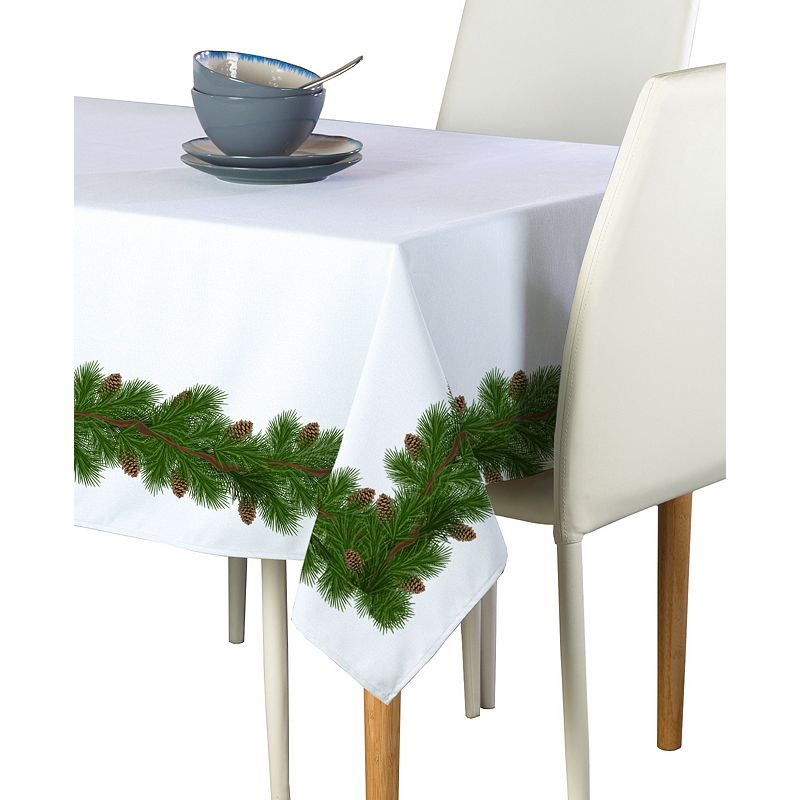 Square Tablecloth， 100% Polyester， 60x60， Pine and Cone Garland