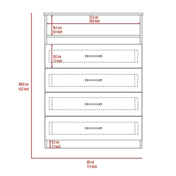 Simplicity 4-Drawer 1-Shelf Dresser， Modern Storage Cabinet， Superior Top， Storage Dressers Organizer for Living Room Bedroom - - 37828126