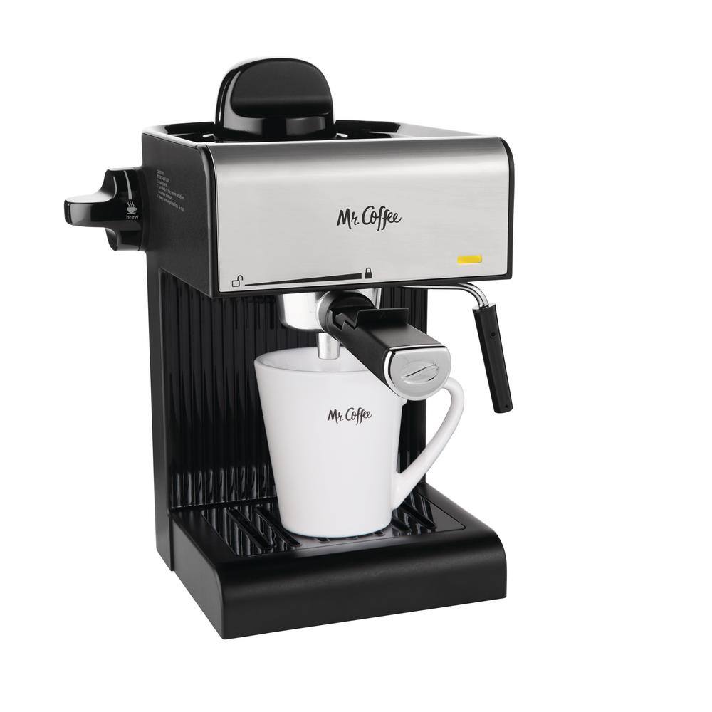 Mr. Coffee 2.5-Cup Black Drip Coffee Maker Steam Espresso Machine Cappuccino and Latte 985118230M