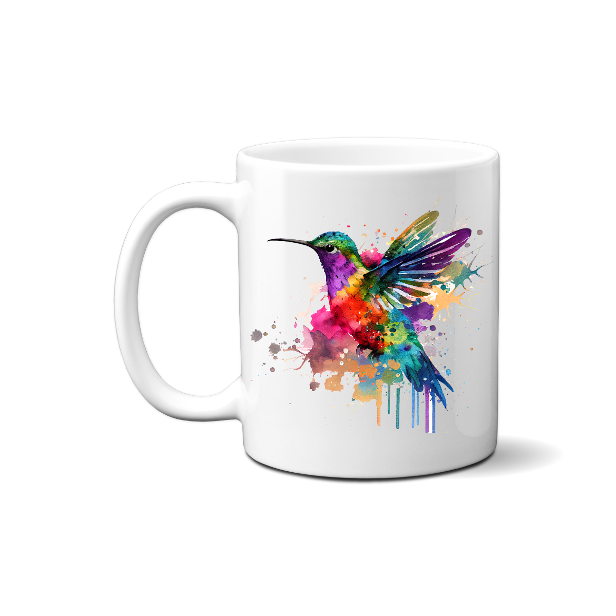 Hummingbird Watercolor Cup Grubby Garb 11 fl. oz. Novelty Ceramic Coffee Mug. This is the fifth of six hummingbird designs available. This is a beautiful gift idea for someone special in your life.