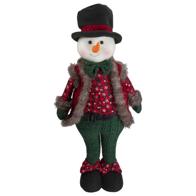 Red And Green Jolly Plush Boy Snowman Christmas Figure