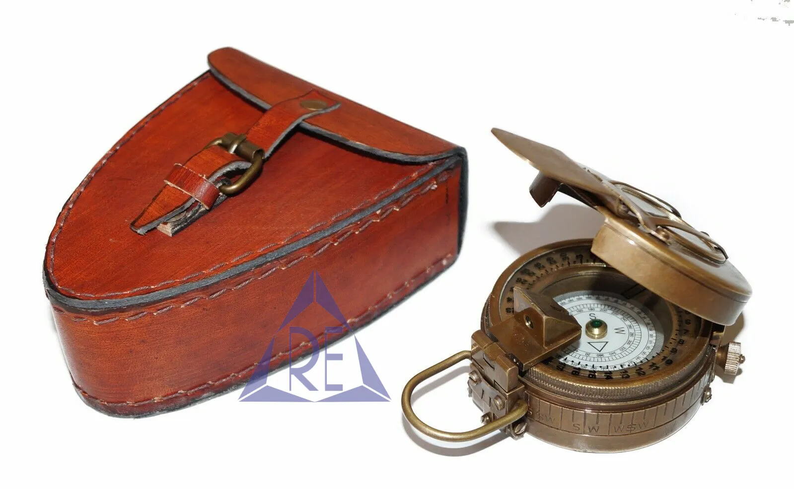 Outdoor Camping Hiking Survival Compass with leather case gift item engineering Handheld Portable Working Compass