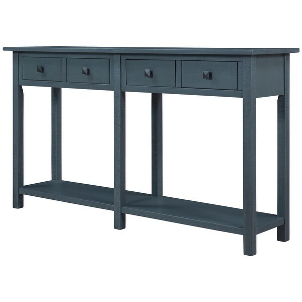 59-in Antique Navy Rustic Console Table Texture Entryway Table