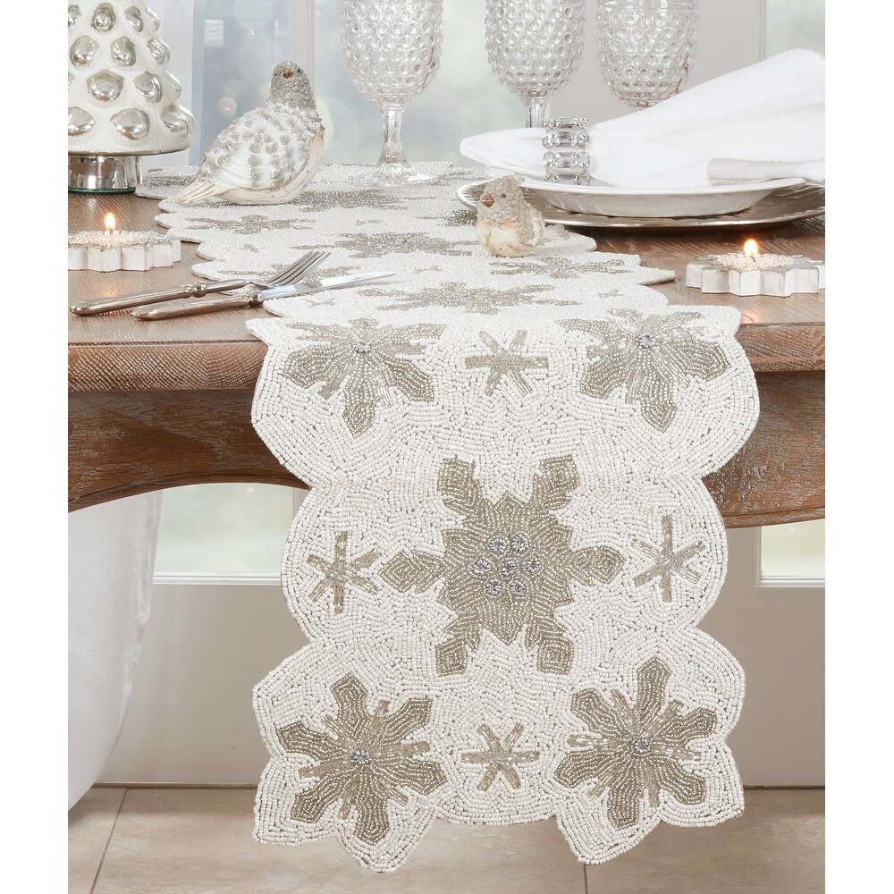 Beaded Table Runner With Snowflake Design