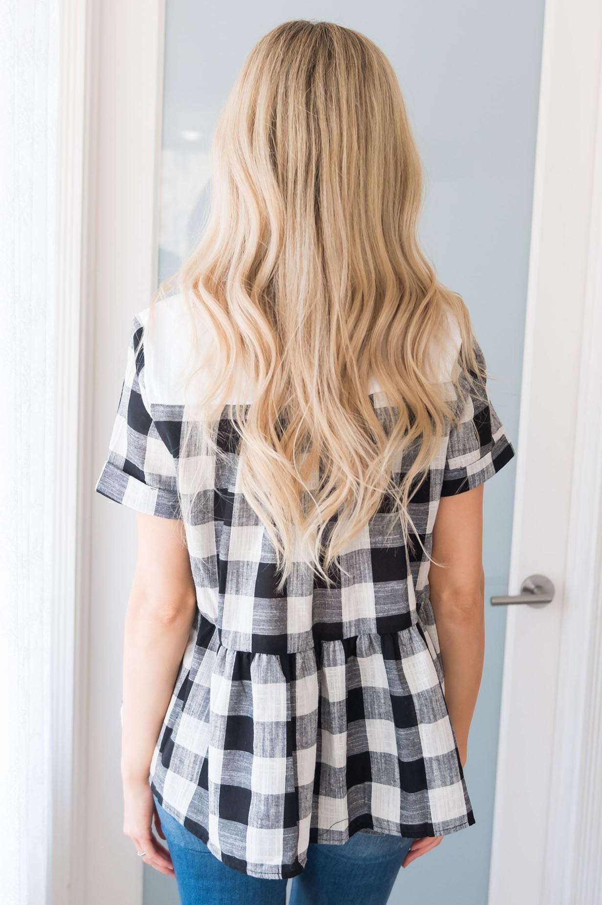 Playful Plaid Modest Blouse