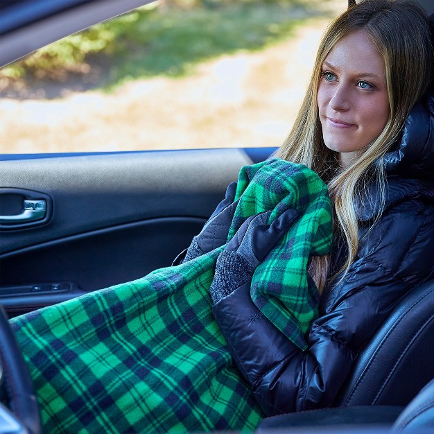 Stalwart 12v Heated Blanket For Cars Green Plaid