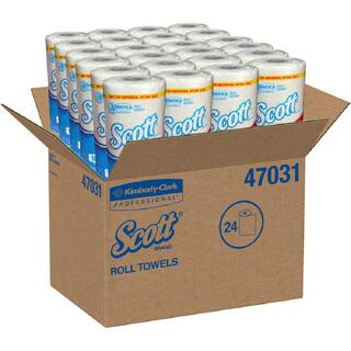 Scott White 1-Ply Paper Towel Roll (102-Sheets per Roll 24-Rolls per Pack) KCC47031