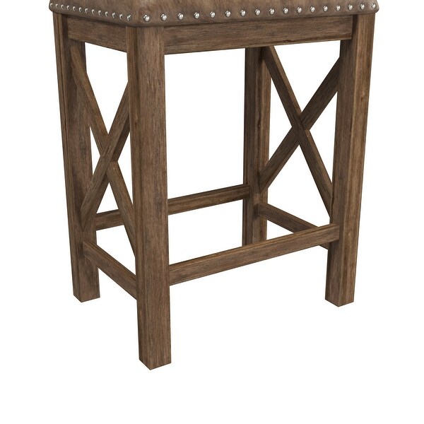 The Gray Barn Wild Hen Bench Wood Backless Counter Height Stool， Set of 2， Antique Brown Walnut