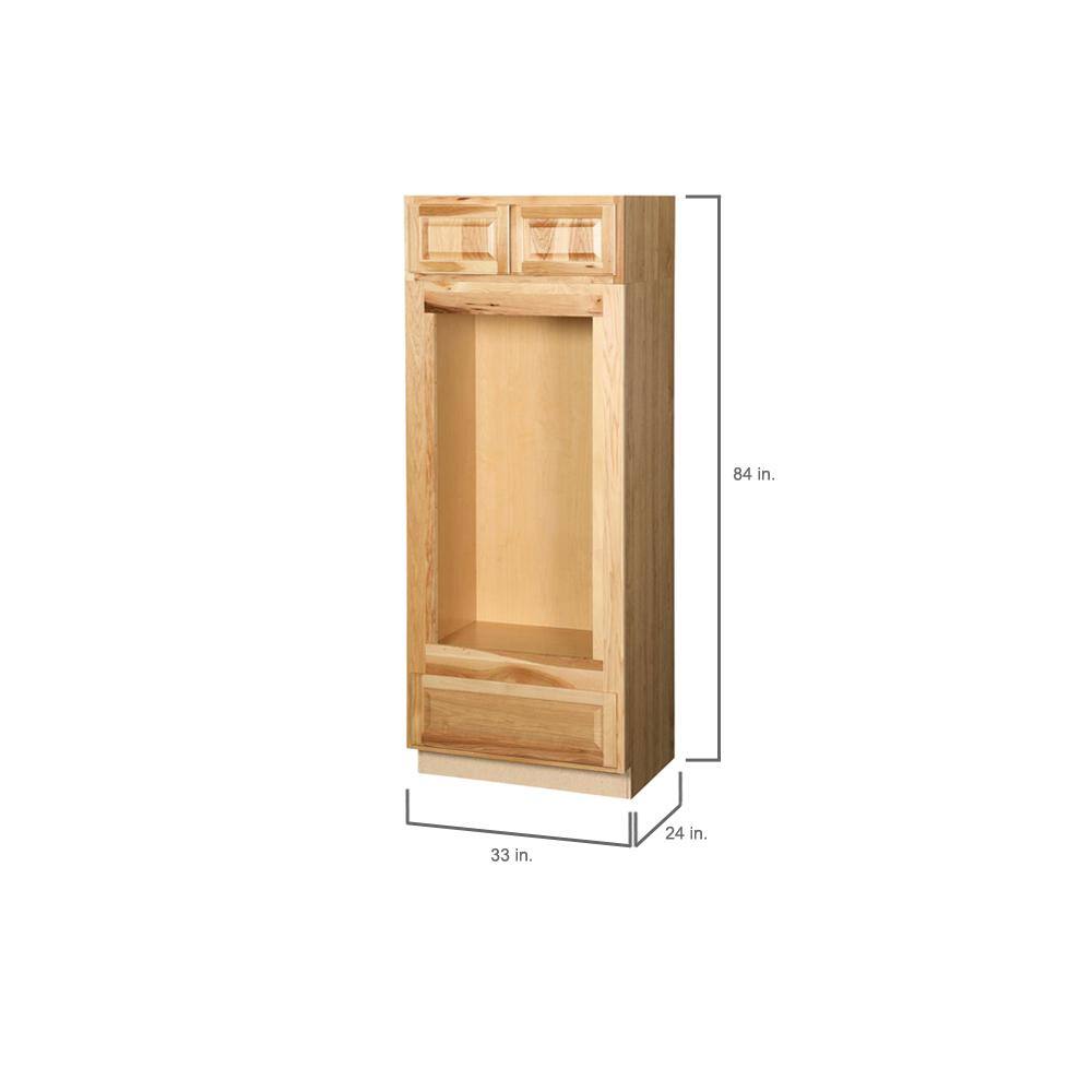 Hampton Bay Hampton Assembled 33x84x24 in. Double Oven Kitchen Cabinet in Natural Hickory KDV3384-NHK