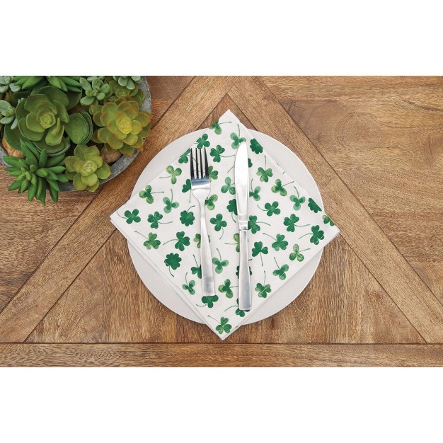 C amp f Home Clover Napkin Set Of 6 Shamrock Pattern St Patrick x27 s Day Cotton Machine Washable