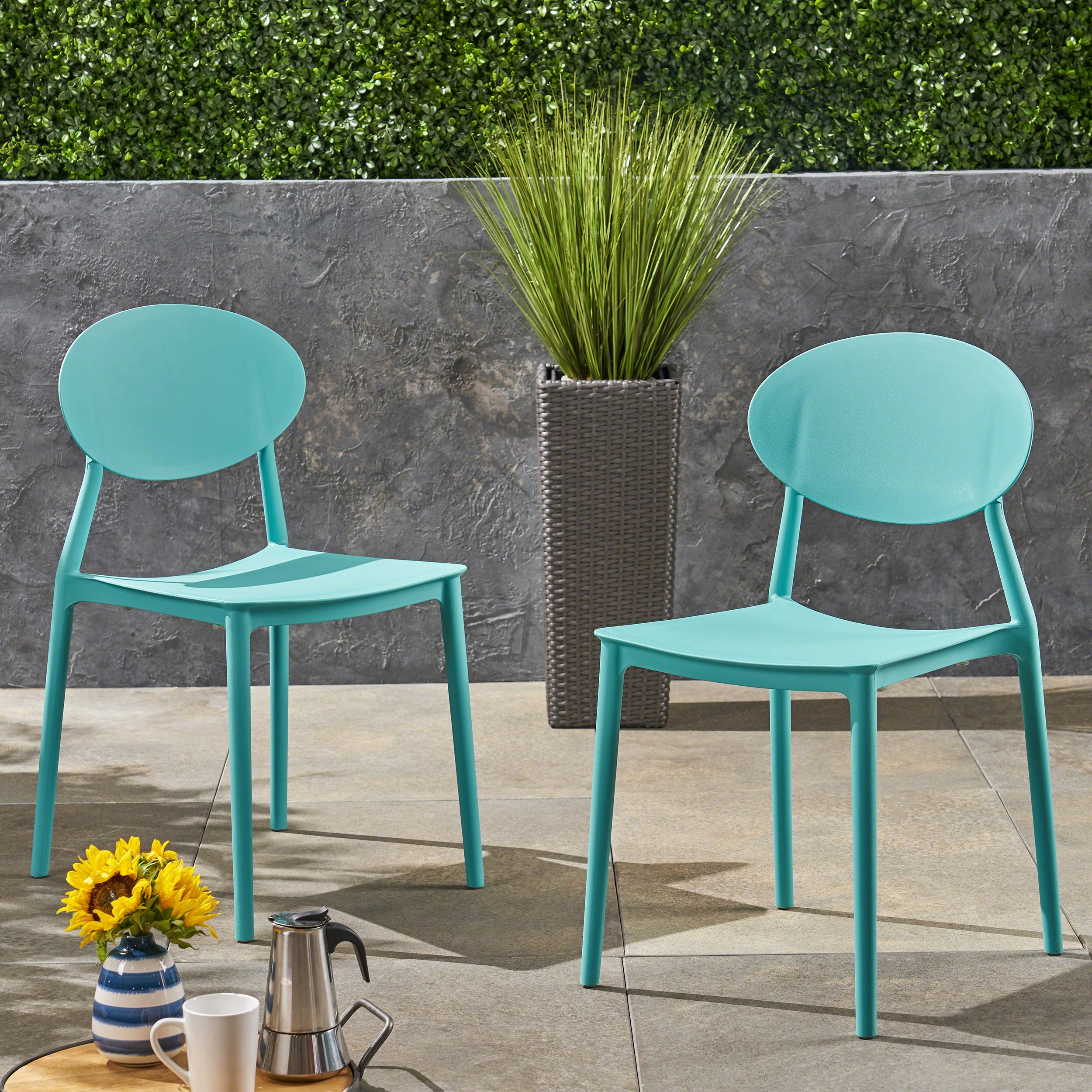 Brynn Outdoor Plastic Chairs (Set of 2)