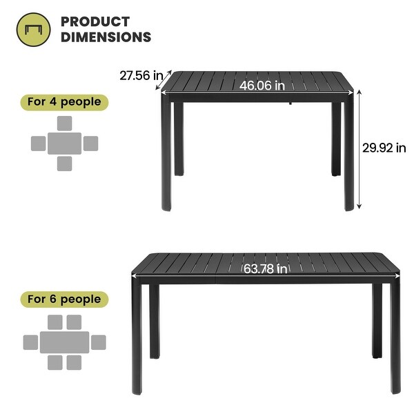 Outdoor Patio Expandable Rectangular Aluminum Dining Table