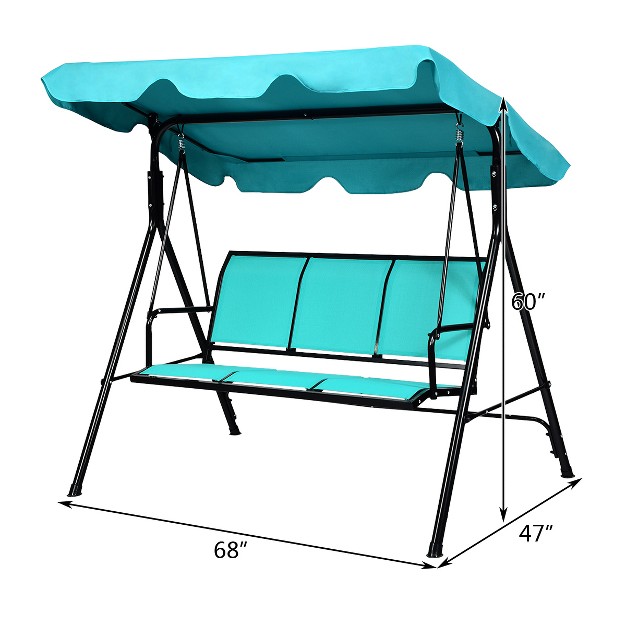 Costway 3 Person Patio Swing Canopy Yard Furniture