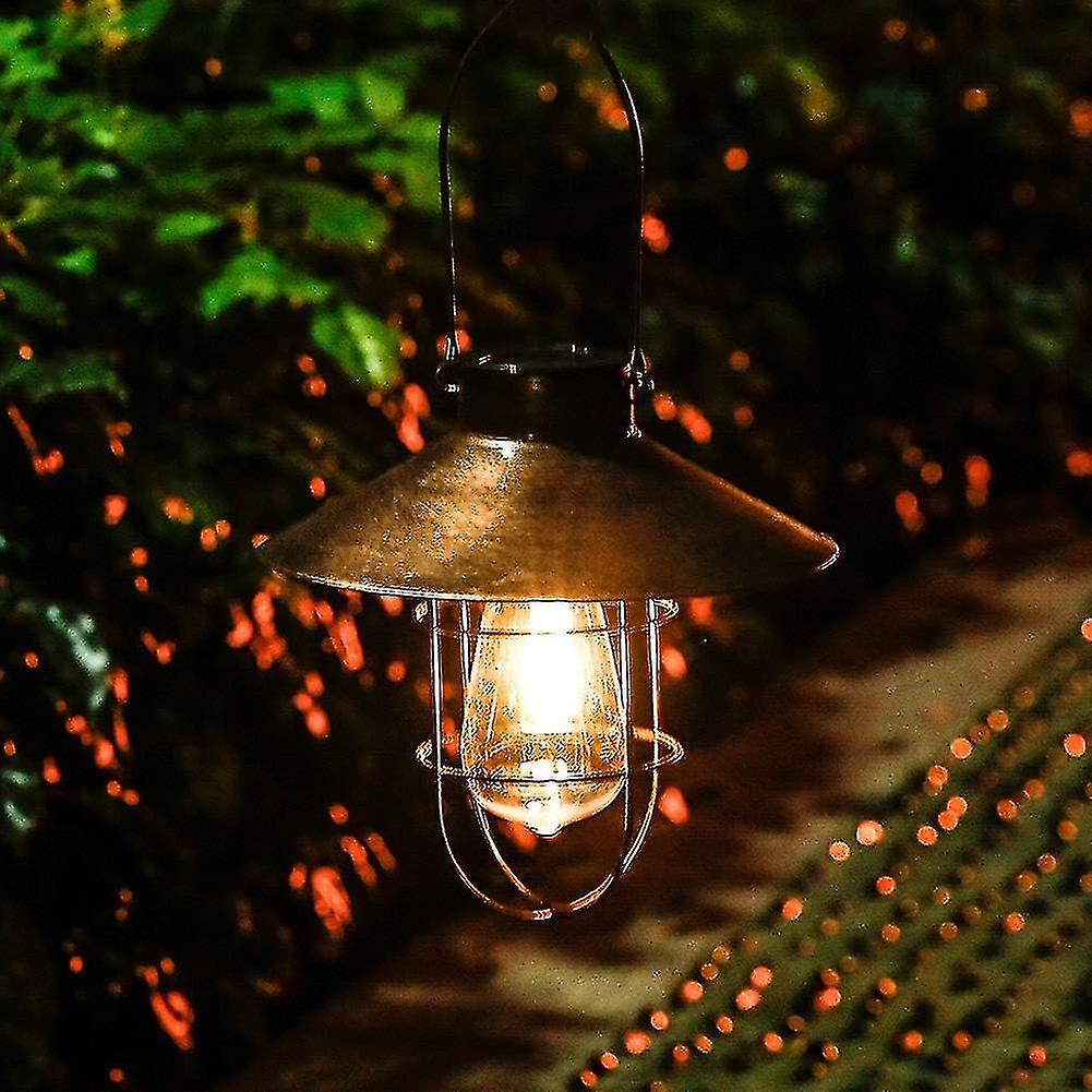 Vintage Metal Outdoor Hanging Solar Lantern With Warm Led Lights Compatible Yard Yard Patio Tree Solar Landscape Lighting Vintage Copper