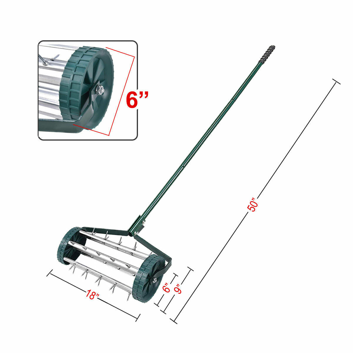 Heavy Duty Rolling Garden Lawn Aerator Roller with Steel Handle - Perfect for Home Grass Maintenance