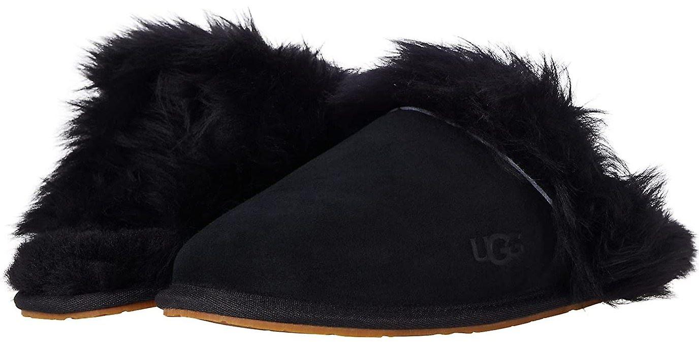 Ugg Scuff Sis Black Womens Suede Fur Slippers