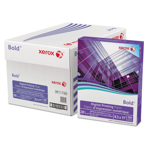 Xerox Bold Digital Printing Paper， 100 Bright， 28lb， 8.5 x 11， White， 500/Ream (3R11760)