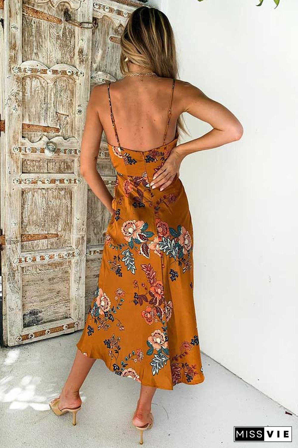 Fashion Sexy Split Printed Dress