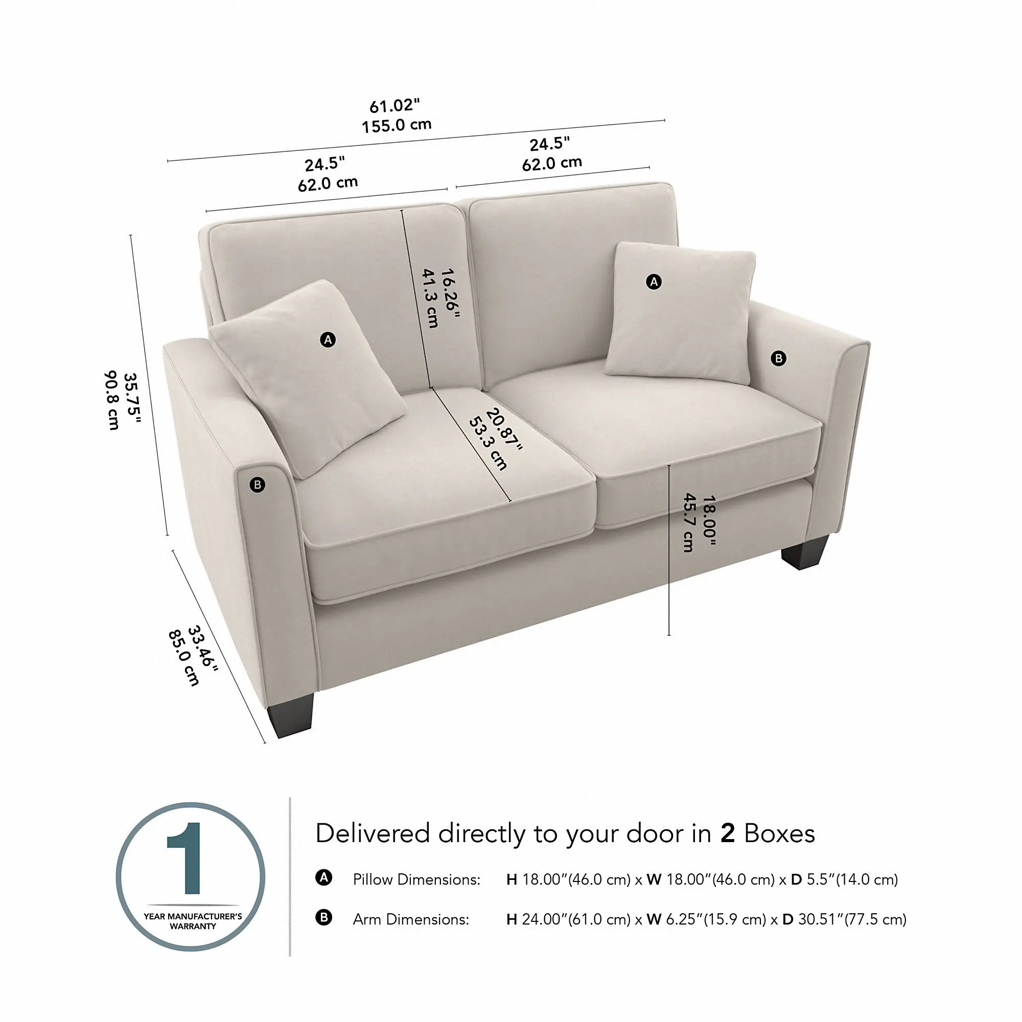 Flare Light Beige Microsuede Loveseat - Bush Furniture