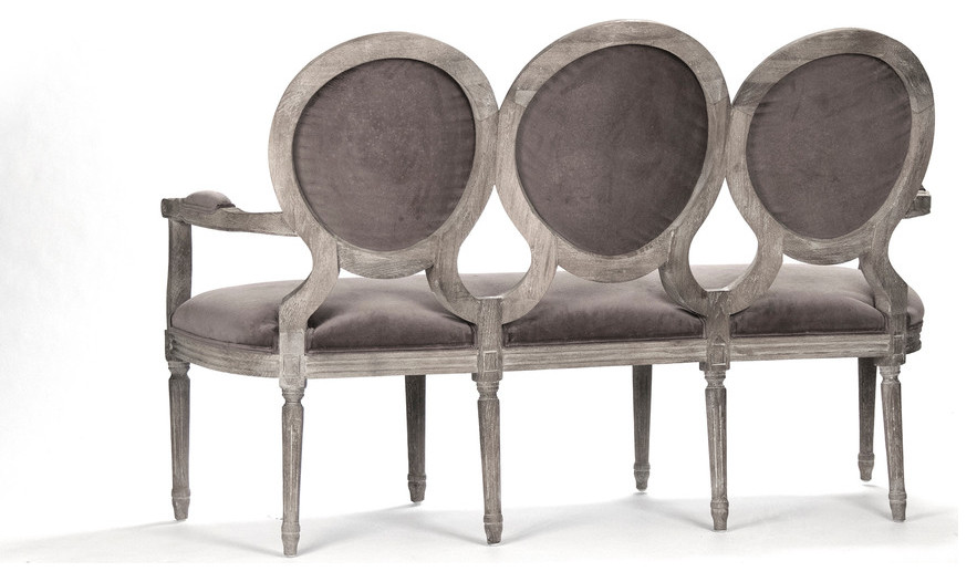 Medallion Settee  Brown Velvet   Traditional   Sofas   by HedgeApple  Houzz