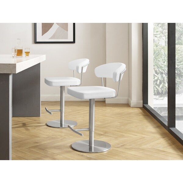 FAIRMONT bar stool with brushed stainless steel base.