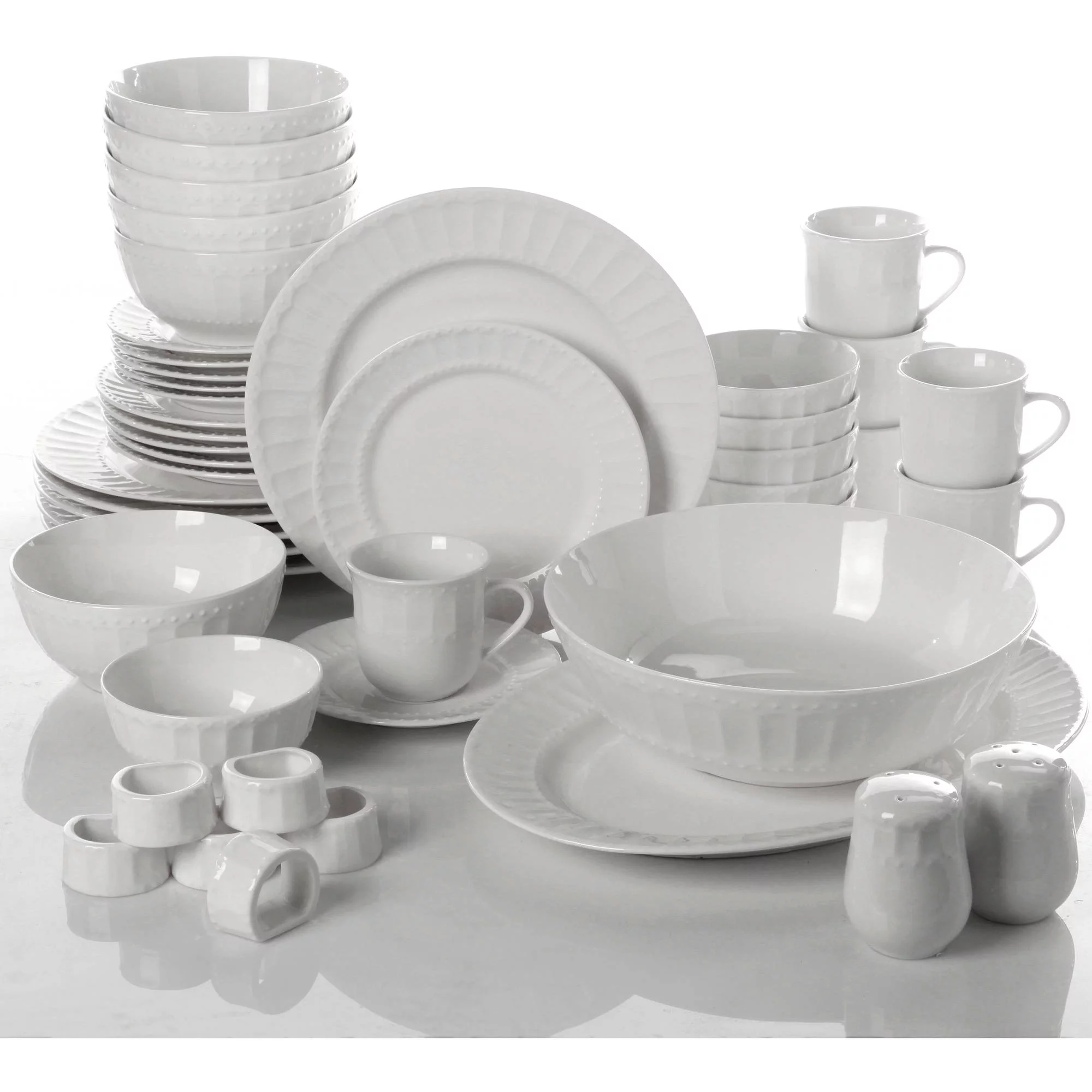 Gibson Home Regalia 46-Piece Dinnerware and Serve ware Set， Service for 6