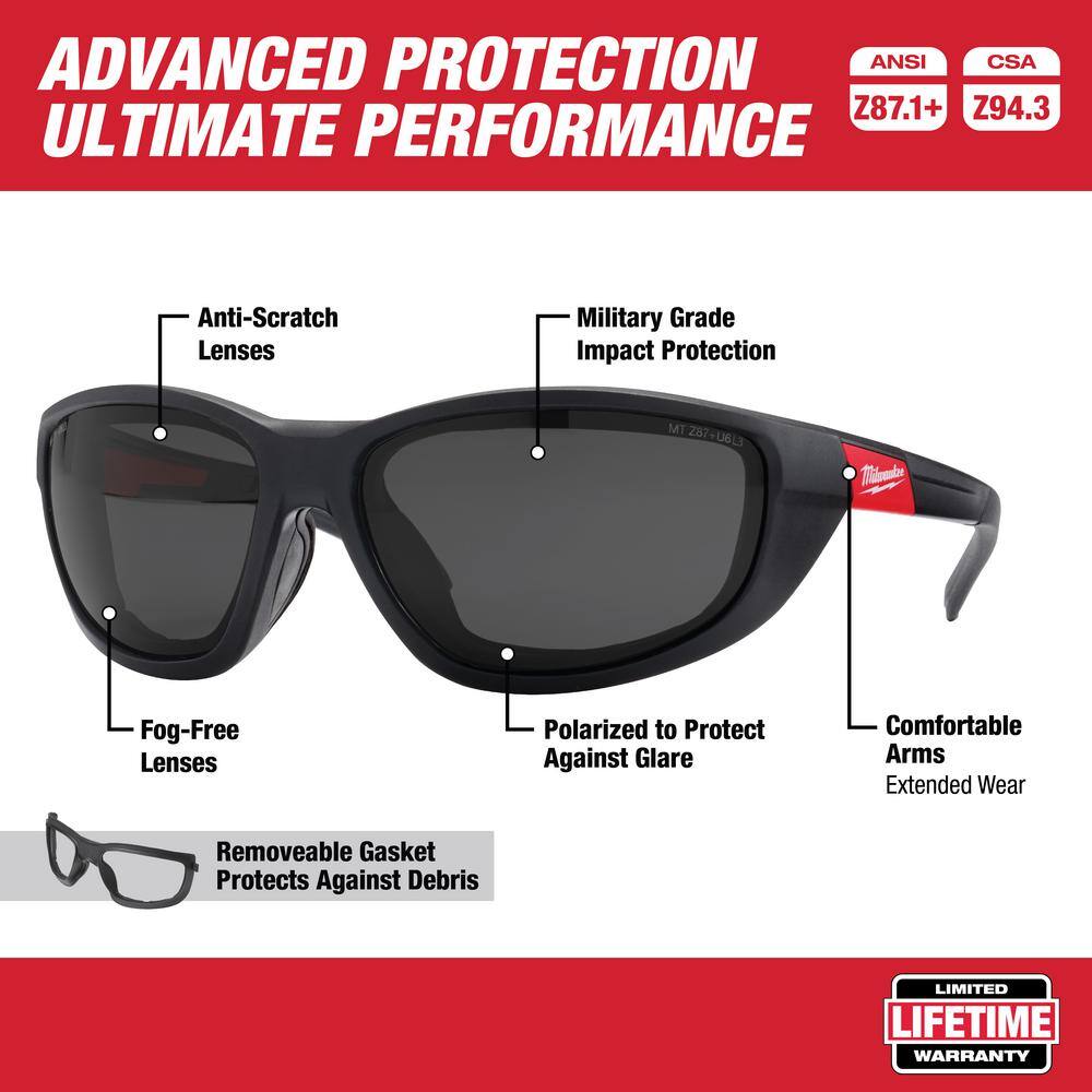 MW Performance Polarized Safety Glasses with Tinted Fog-Free Lenses and Gasket 48-73-2345