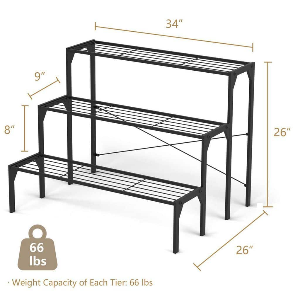 Alpulon Outdoor Metal Heavy-Duty Plant Stand (3-Tier) ZY1C0500