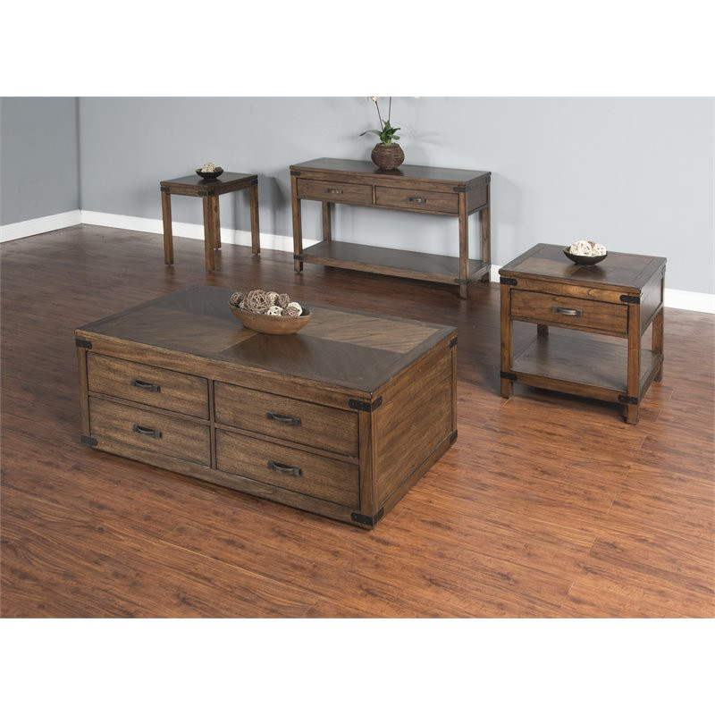 Pemberly Row 50 quotTransitional Wood Coffee Table in Medium Brown   Transitional   Coffee Tables   by Homesquare  Houzz