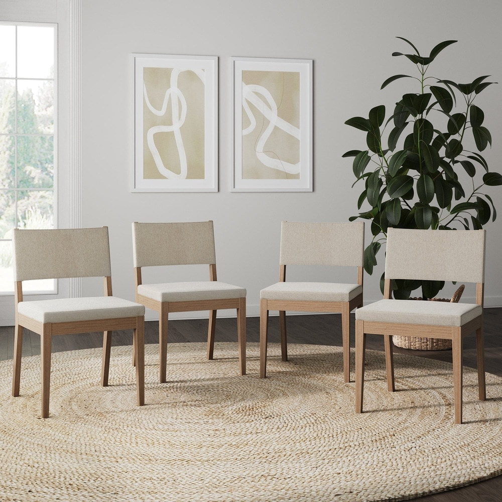 Linus Modern Upholstered Dining Chair  Solid Rubberwood Legs