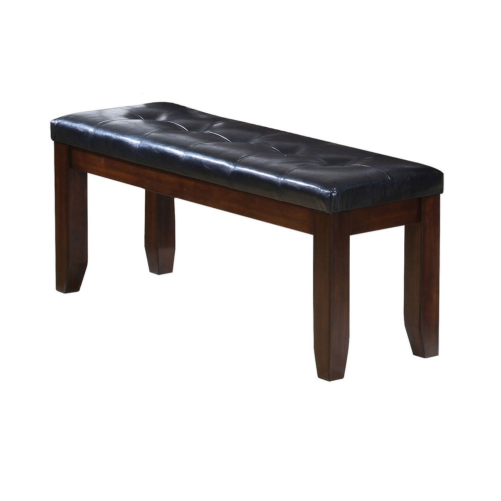 Faux Leather Dining Bench in Cherry and Black Finish