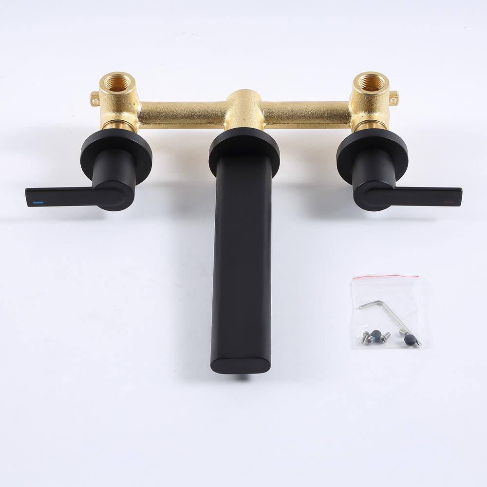 Tahanbath 2-Handle 3-Hole Wall Mounted Bathroom Faucet in Matte Black MS-CT-DB799MB-ZQ