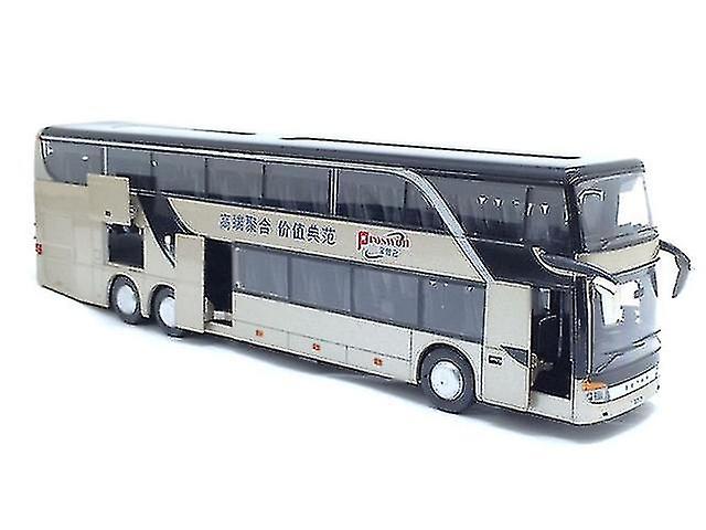 Alloy Pull Back Bus Model High Imitation Double Sightseeing Flash Toy Vehicle Gold