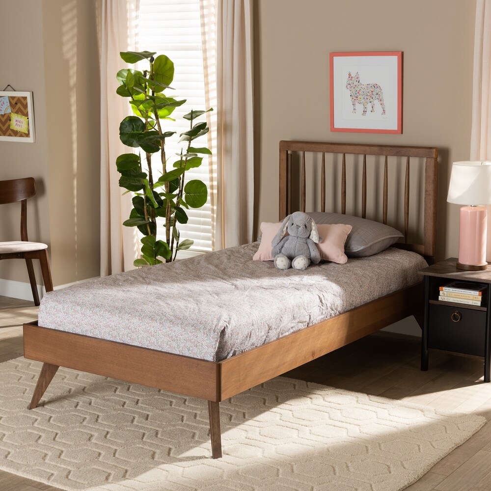 Toru Modern Ash Walnut Finished Wood Platform Bed