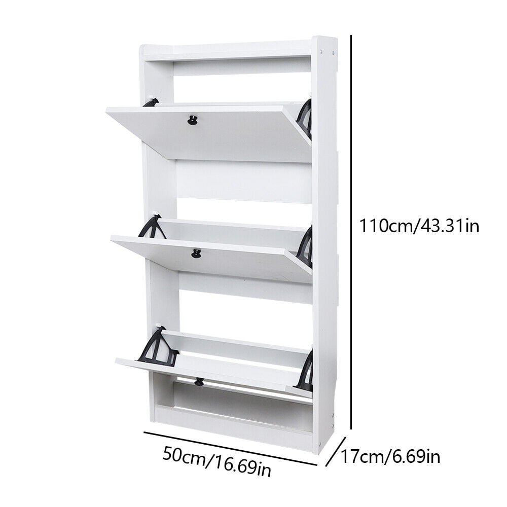 TFCFL 3-Tier Shoe Rack Storage Organizer with Drawers White Entryway 3-Tier Shoe Rack Storage Organizer with Drawers White Entryway Storage Cabinet Storage Cabinet