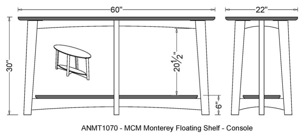 Monterey 60 quotL Console/Media Mid Century Modern Wood Table  Warm Chestnut   Midcentury   Console Tables   by Trademark Global  Houzz