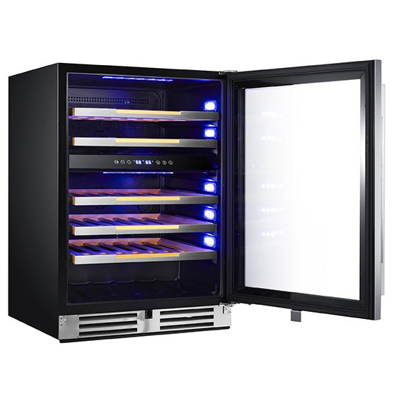 Avanti 24in 46-Bottle Elite Freestanding/Built-In Dual Zone Wine Cooler WCDE46R3S