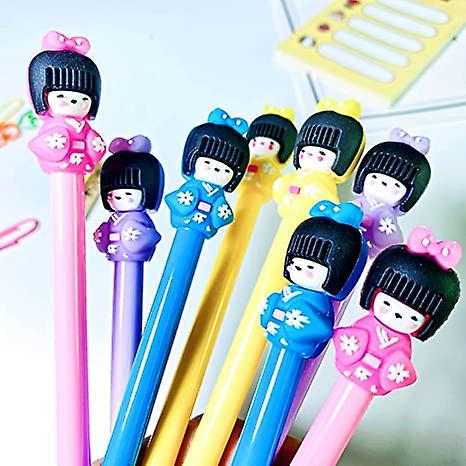 Gel Pens Set Fashion Cute Candy Color Colorful Kawaii Lovely Cartoon Japanese Girls Doll Kimono Girl Doll Gel Ball Pens Gel Ink Pen Office School Supp