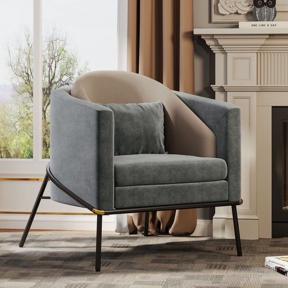 Moasis Modern Upholstered Velvet Accent Chair with Metal legs