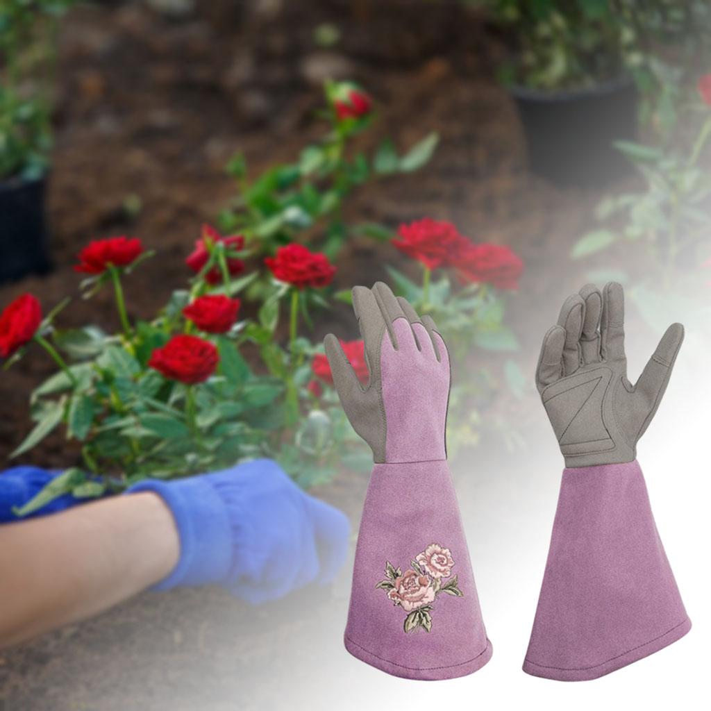 Heavy Duty Leather Gardening Gloves Long Breathable Sleeved Garden L