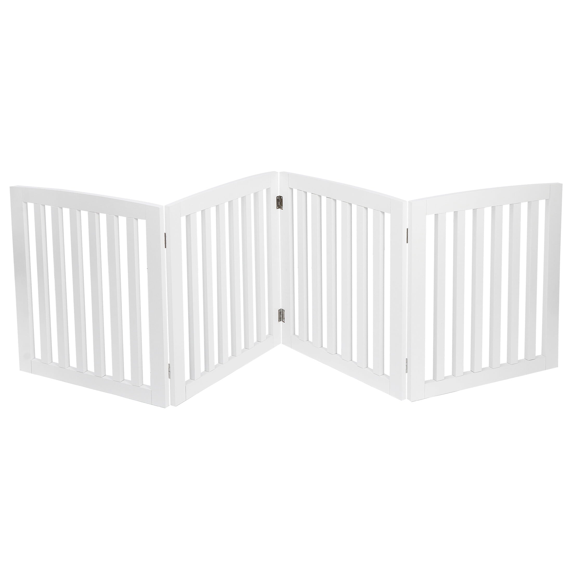 HomGarden Foldable Pet Gog Gate - 4 Panels 24'' Tall Fence for Doorways Stairs， White