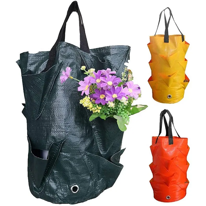 3 Colors PE Multi function Hanging Tomato Grow Bag Upside down Planter Breathable Strawberry Vegetable Flower Plant Grow Bag