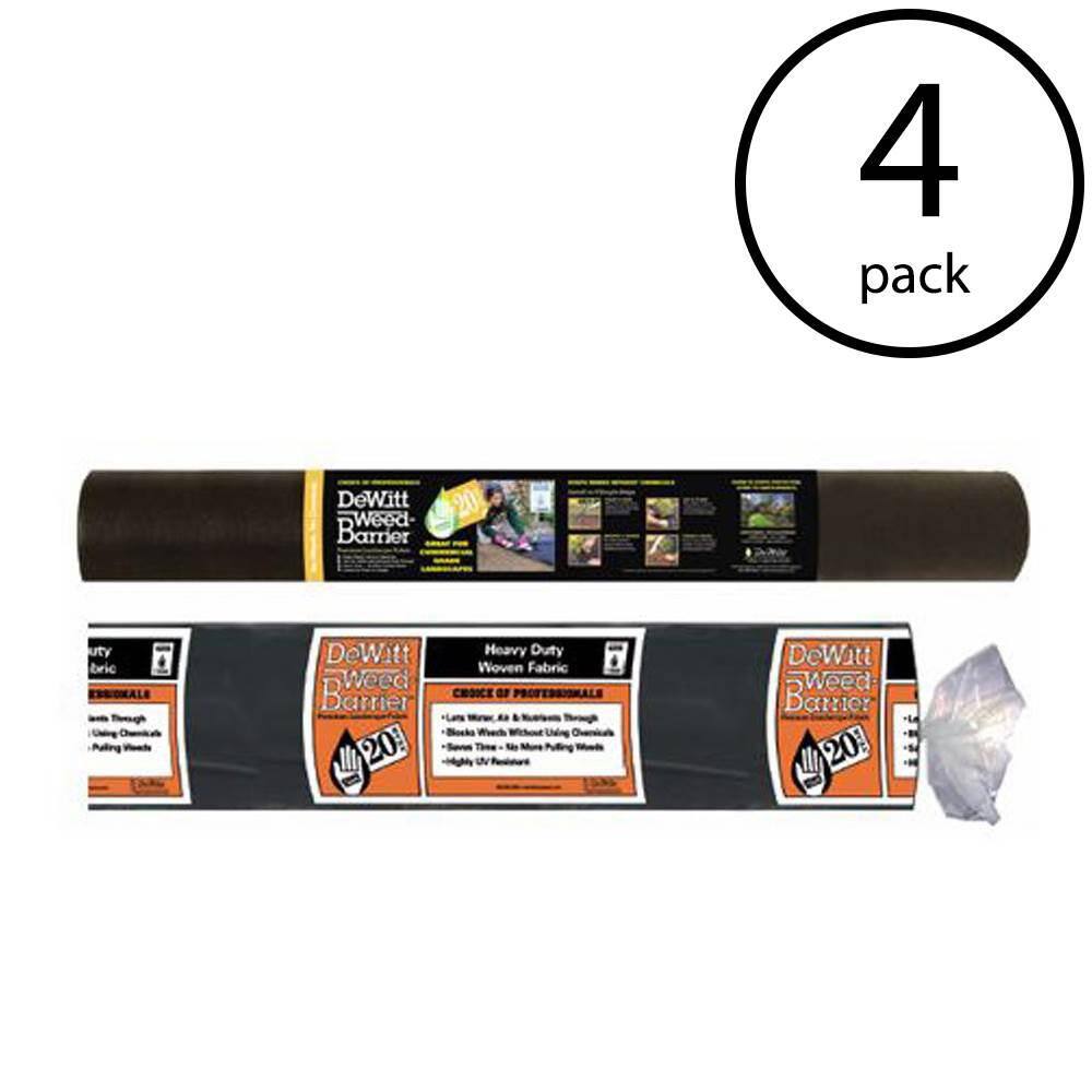 DeWitt 4 ft. x 250 ft. 4.1 oz. Landscape Weed Barrier Fabric 20-Year (4-Pack) 4 x DWT-20-YR-4250