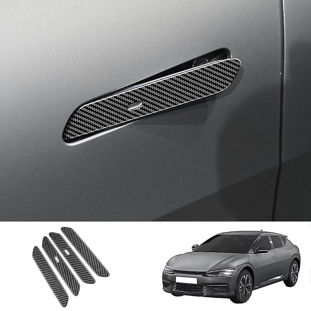 4pcs Abs Carbon Fiber Exterior Side Door Handle Cover For Ev6 Gt 2021 2022