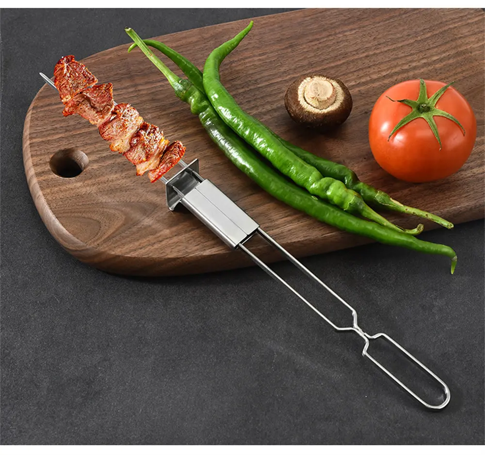 Wholesale Direct Sales Stainless Steel Outdoor Campfire  Camping Cooking Kebab Roasting Skewer Bbq Tools Sticks Barbecue Fork