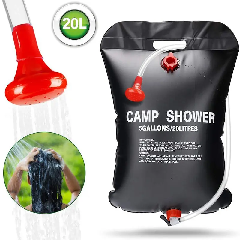 20L Camp Shower Bag Portable Folding Outdoor Travel Hiking PVC Water Bath Bags