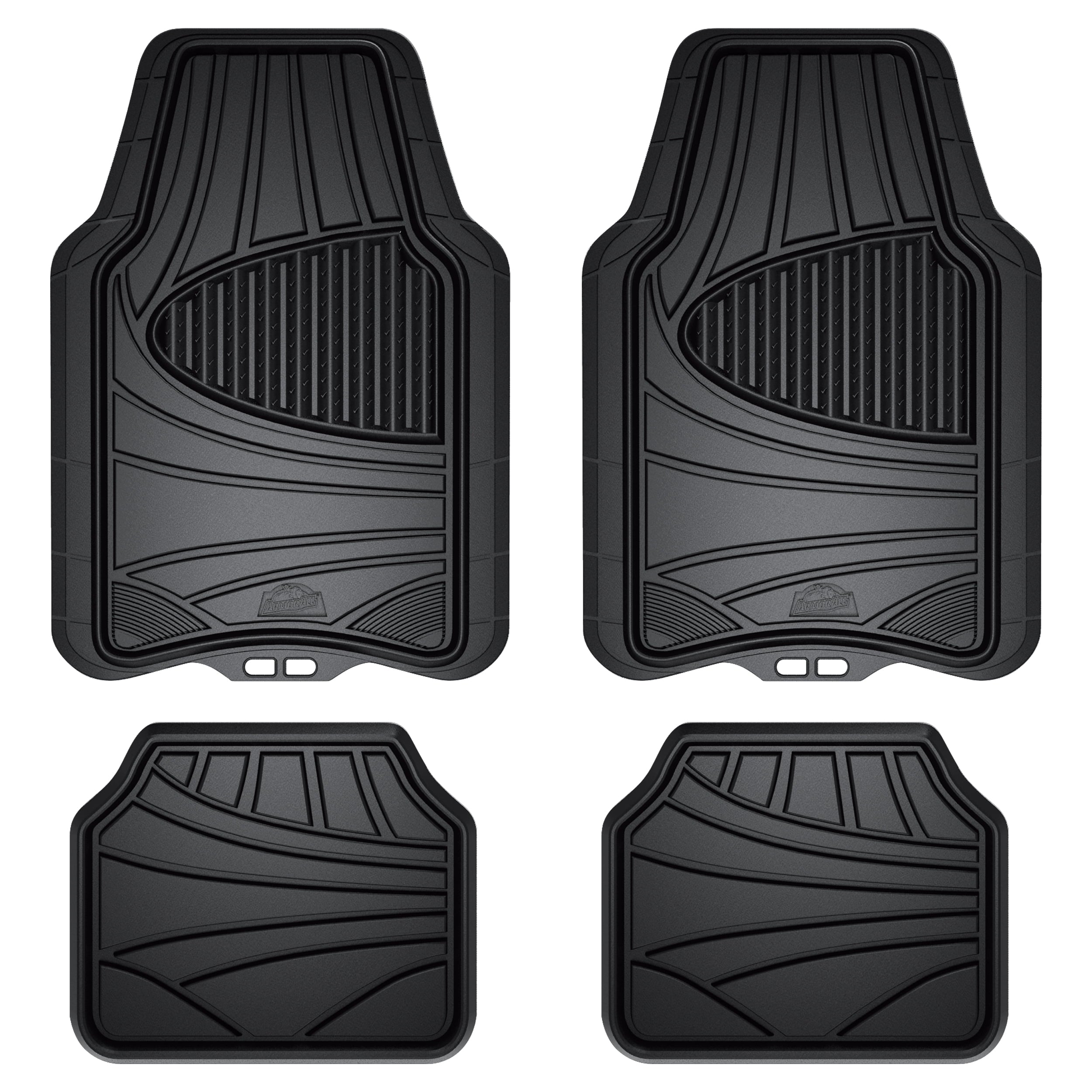 Armor All 4-Piece Black Rubber Car， Truck， SUV Floor Mats， All Weather Protection， Auto， Universal， Custom， Set， Front， Back