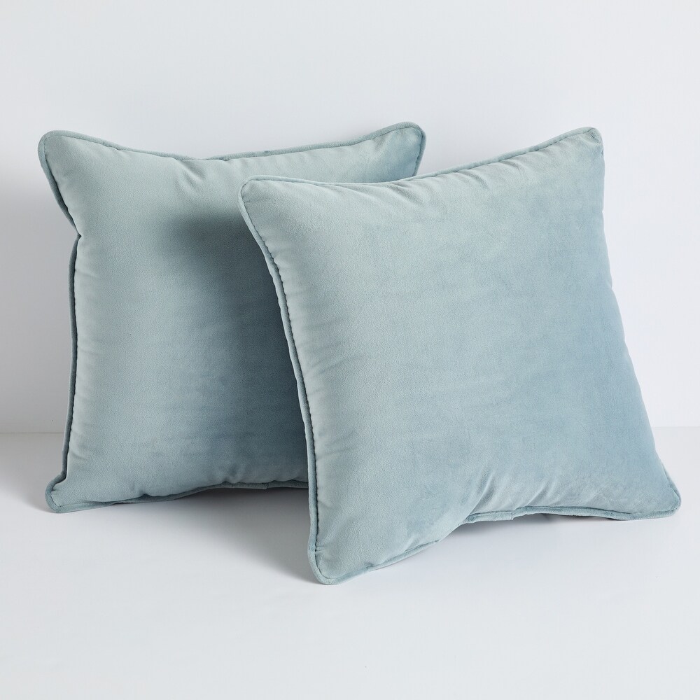 Sorra Home Solid Velvet Indoor Corded Pillow Set of 2