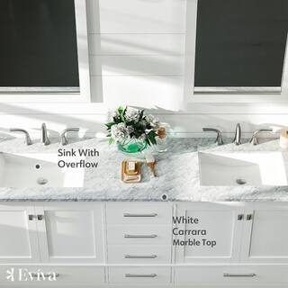 Eviva Aberdeen 84 in. W x 22 in. D x 34 in. H Double Bath Vanity in White with White Carrara Marble Top with White Sink EVVN412-84WH