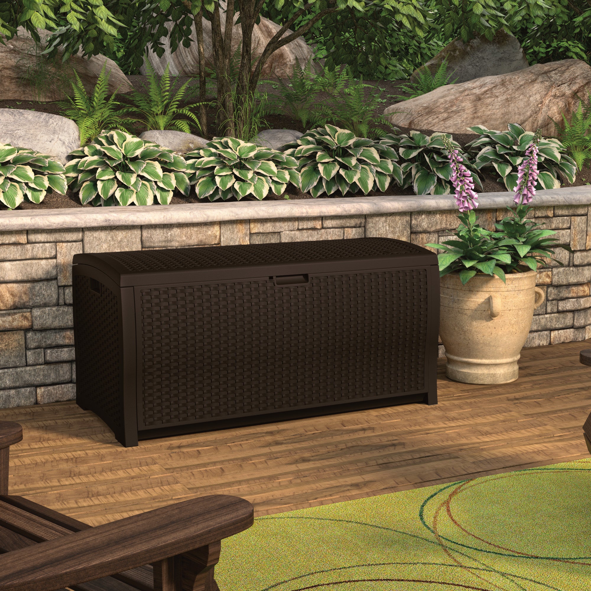 Suncast Resin 99-Gallon Deck Box - Mocha Brown - DBW9200